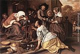 Steen Paintings - The Effects of Intemperance by Jan Steen